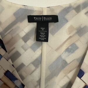 White House Black Market Silk Top with Geometric Design